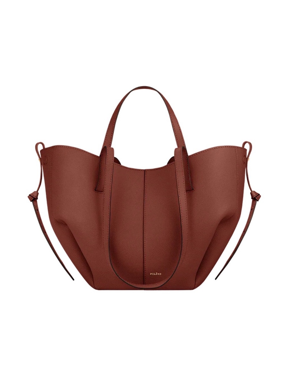 Polene Cyme Mini Red Clay Leather Tote Bag